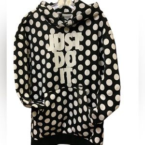 Nike JDI Just Do It Polka Dots All Over Print Hoodie White Black Mens Medium